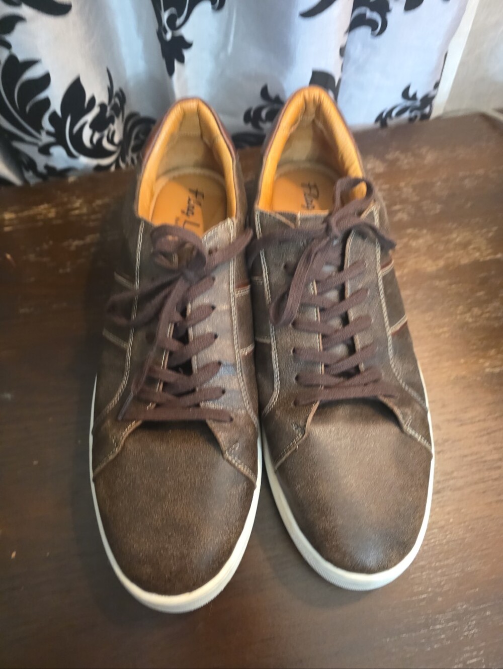 Men’s Brown Leather Casual Sneakers Flag Ltd, Size 13